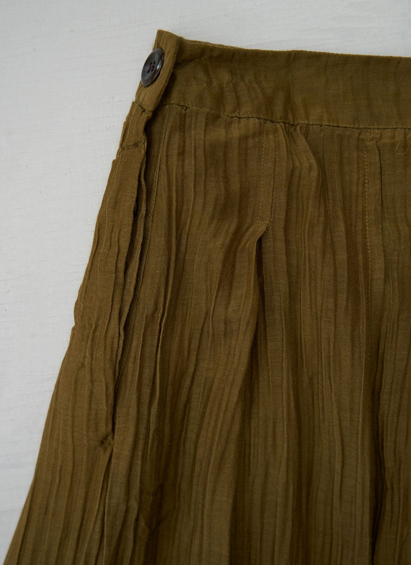 Reworn Silk Organza Skirt Size 14 (336) | Rich Olive
