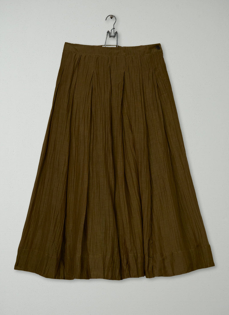 Reworn Silk Organza Skirt Size 14 (336) | Rich Olive