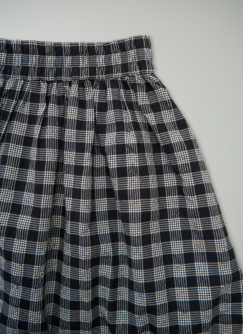 Reworn Check Cotton Wool Skirt Size M (296) | Multi