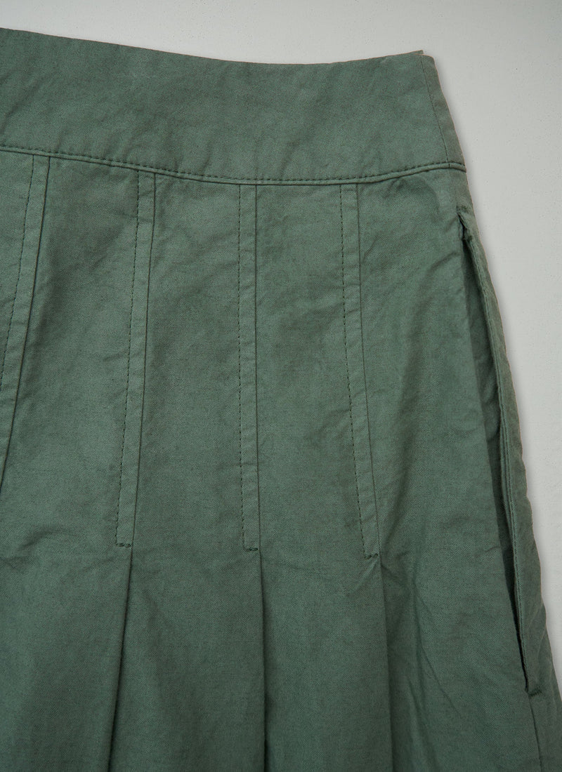 Reworn Cotton Linen Skirt Size 10 (377) | Forest Green