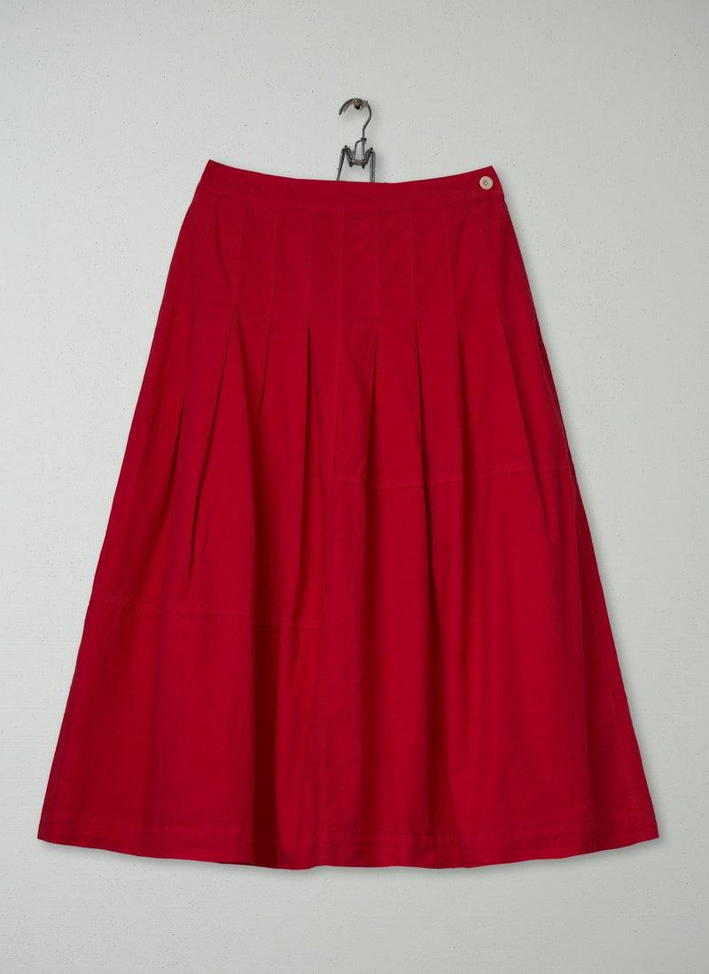 Reworn Cotton Linen Skirt Size 12 (354) | Cardinal Red