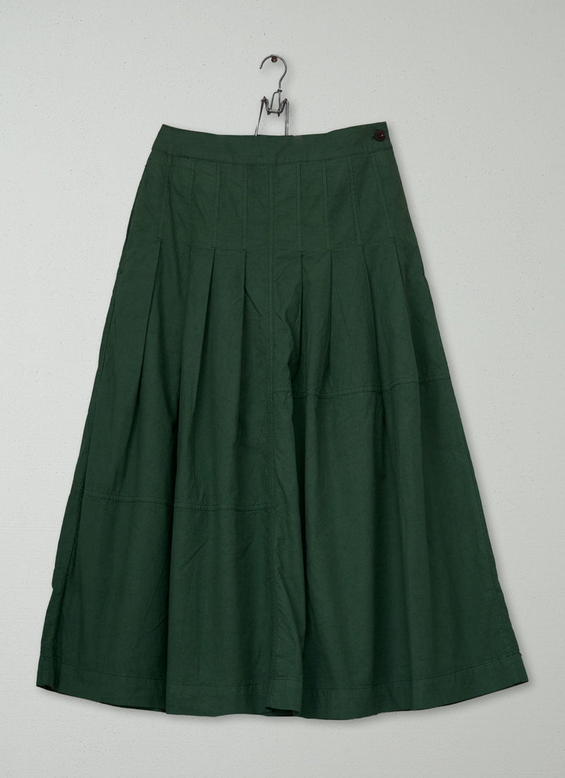 Reworn Cotton Linen Skirt Size 8 (355) | Forest Green