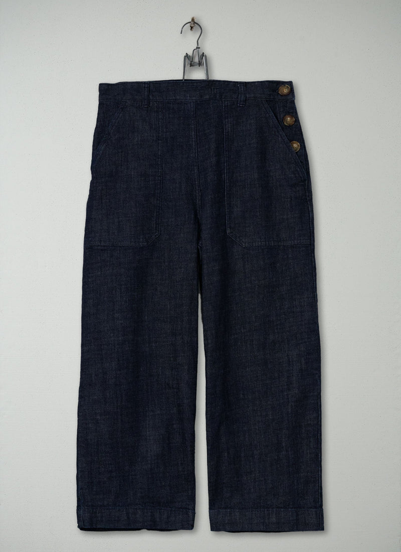Reworn Side Button Jeans Size 14 (1607) | Indigo