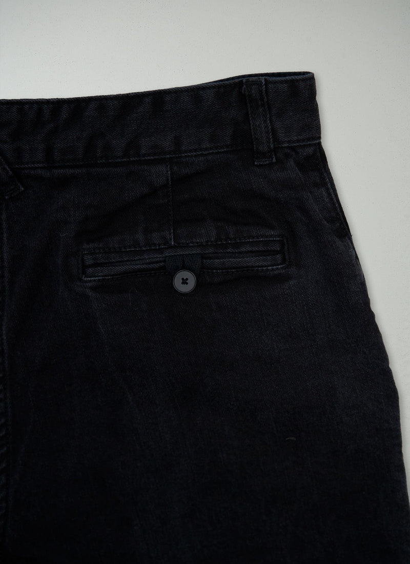 Reworn Denim Side Button Pants Size 10 (1382) | Black
