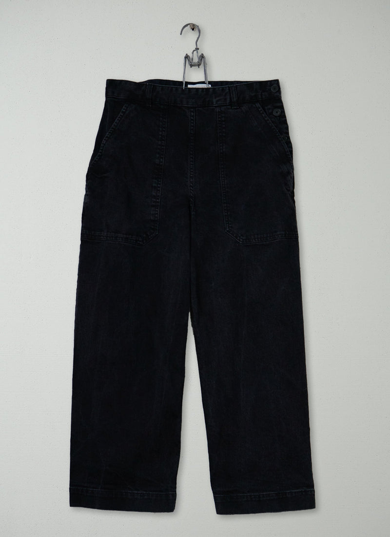 Reworn Denim Side Button Pants Size 10 (1382) | Black