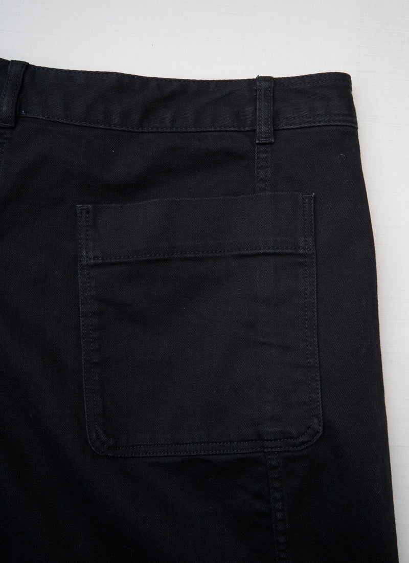 Reworn Denim Flat Front Trousers Size 16 (1665) | Black