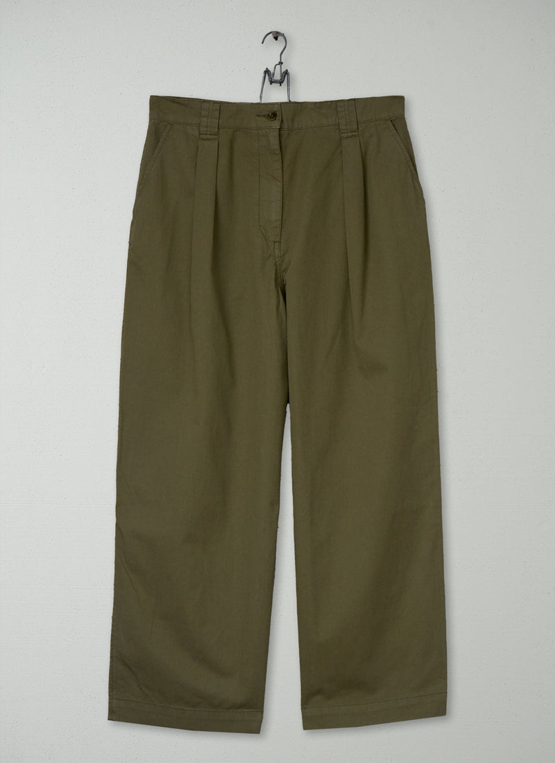 Reworn Cotton Linen Twill Pants Size 14 (1028) | Olive Leaf