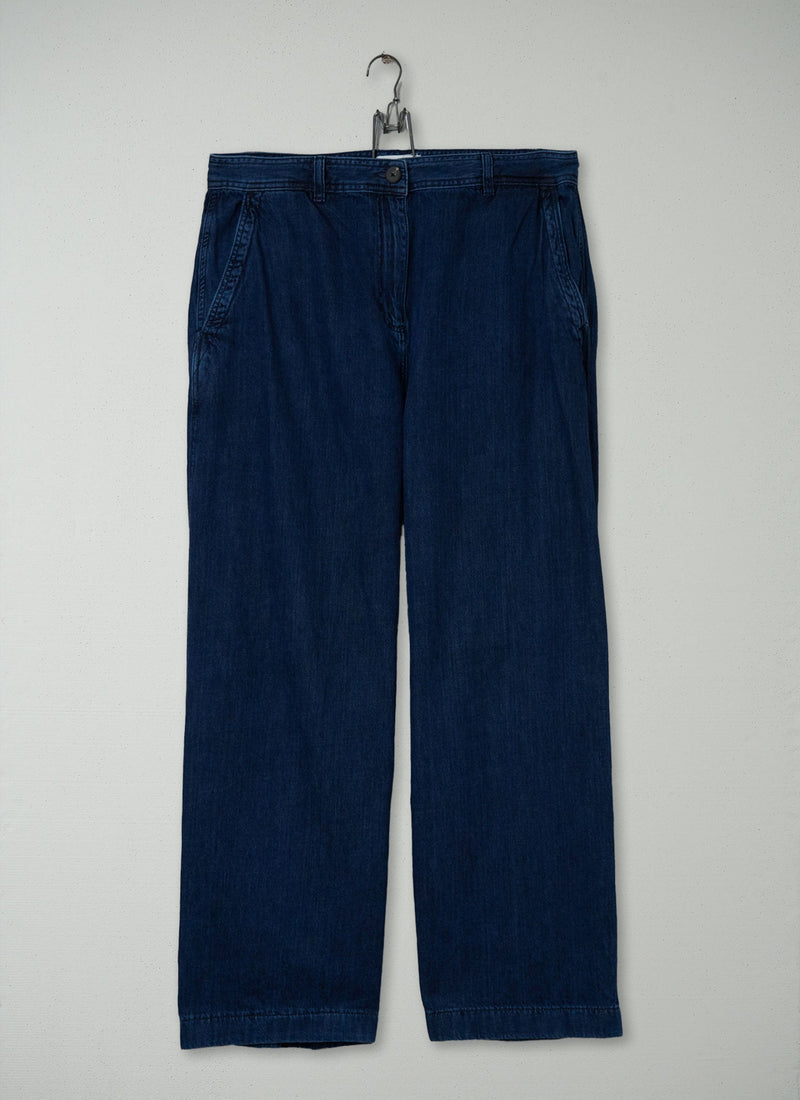 Reworn Flat Front Denim Trousers Size 10 (1593) | Indigo
