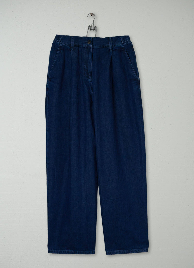 Reworn Flat Front DenimTrousers Size 12 (1446) | Indigo