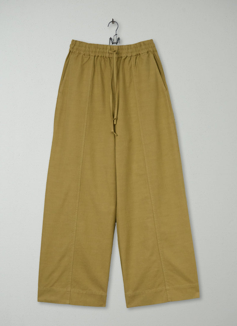 Reworn Wide Leg Cotton Trousers Size 8 (1445) | Fawn