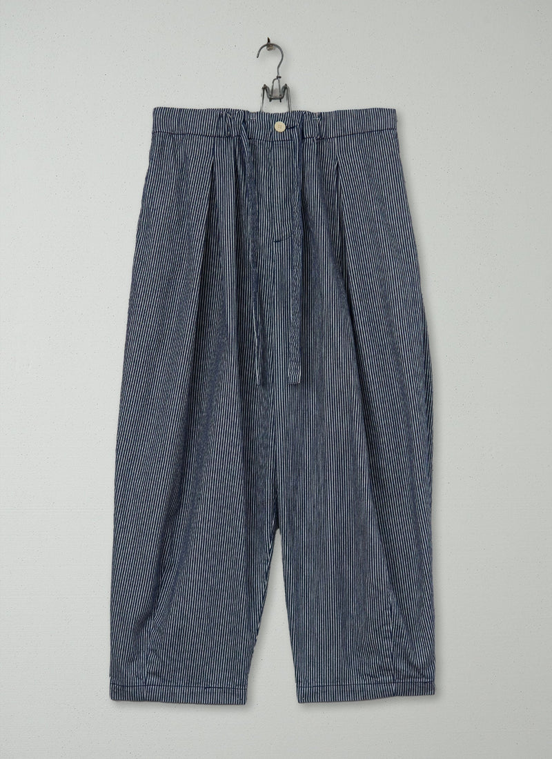 Reworn Indigo Stripe Cotton Pants Size 10 (1370) | Multi