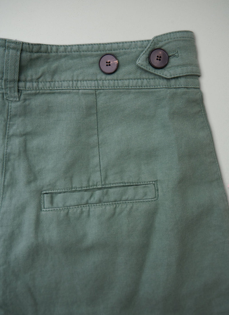 Reworn Cotton Linen Shorts Size 6 (1411) | Thorn Green