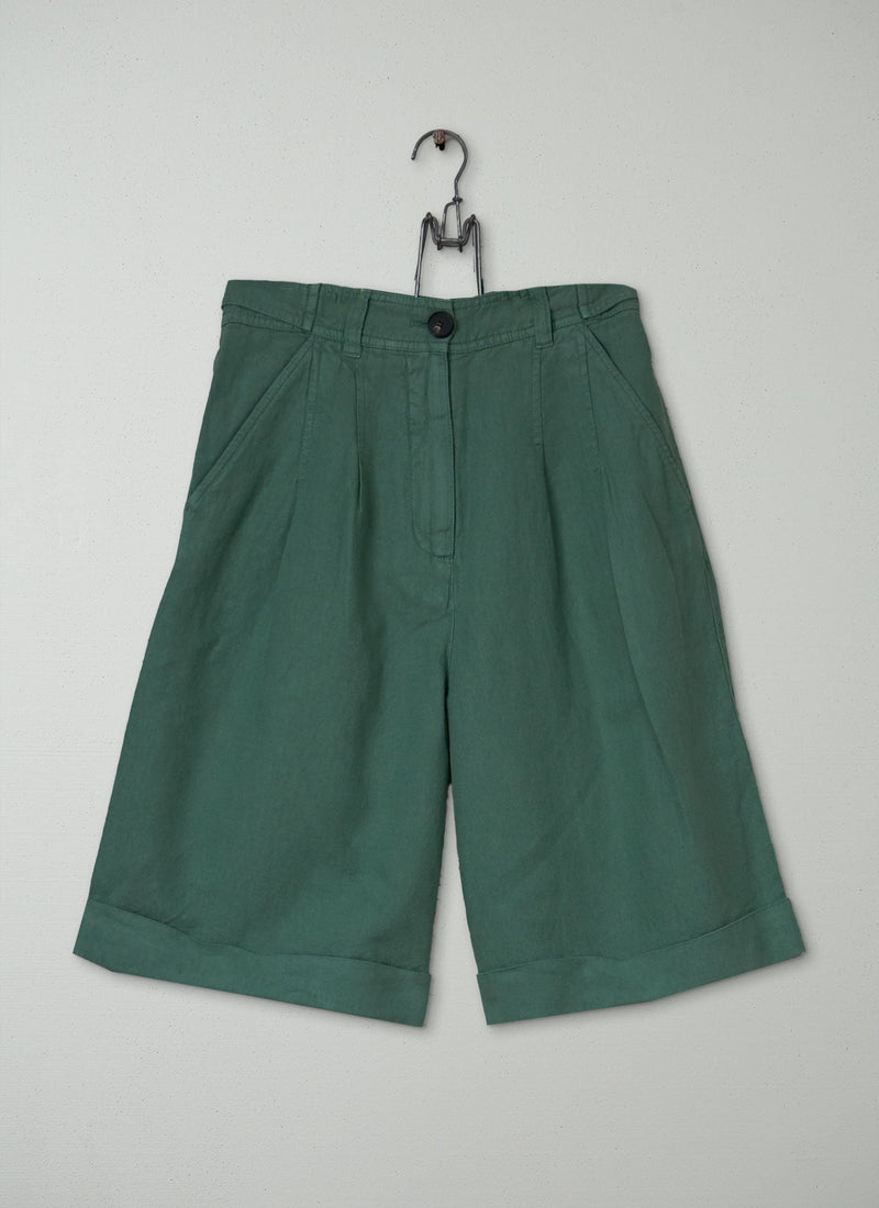Reworn Cotton Linen Shorts Size 6 (1463) | Thorn Green