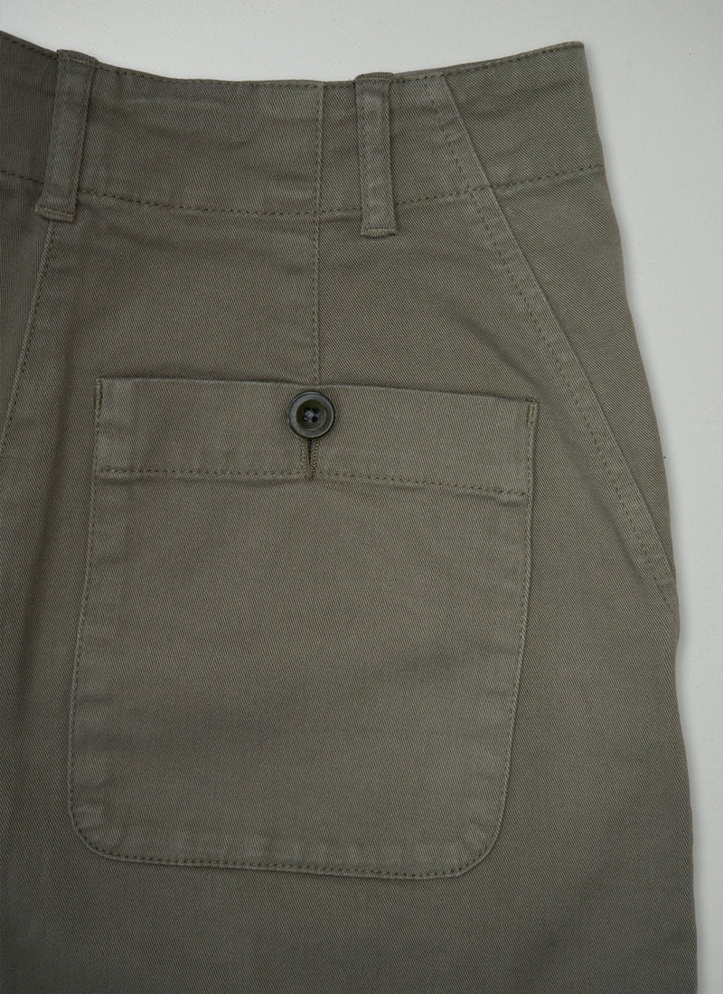 Reworn Forward Seam Cotton Twill Trousers Size 4 (1581) | Khaki