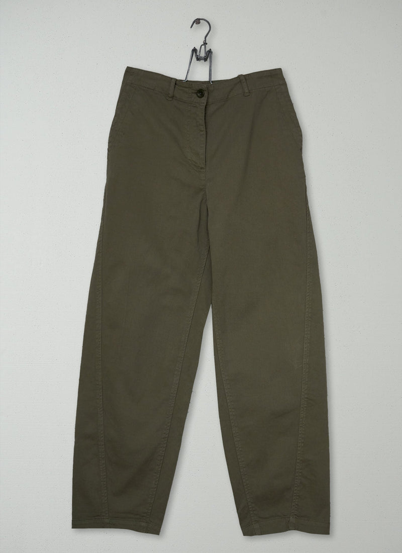 Reworn Forward Seam Cotton Twill Trousers Size 4 (1581) | Khaki