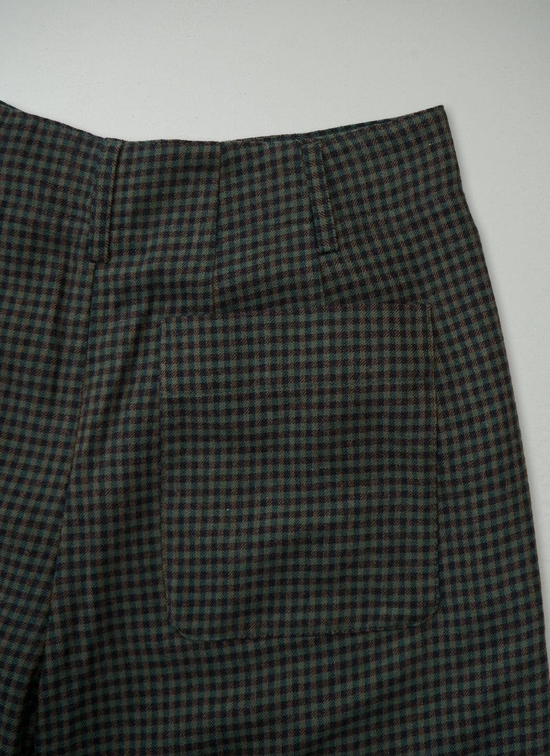 Reworn Check Cotton Wool Trousers Size 16 (1579) | Multi