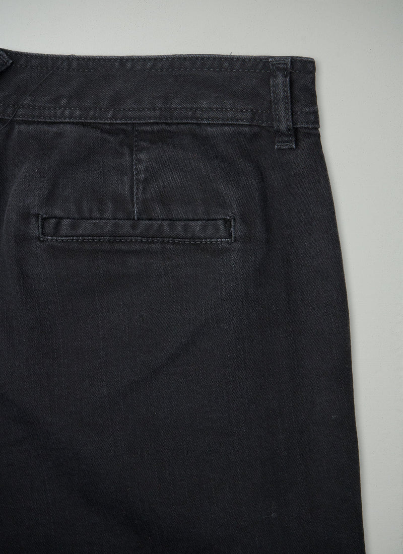 Reworn Black Denim Side Button Pants Size 12 (1380) | Black