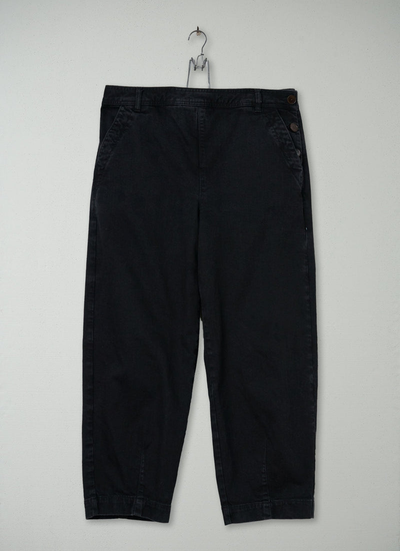 Reworn Black Denim Side Button Pants Size 12 (1380) | Black