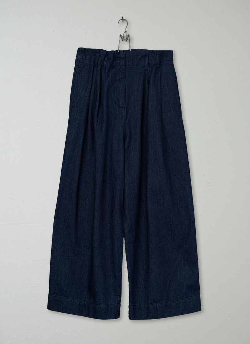 Reworn Cotton Hemp Wide Leg Pants Size 14 (1376) | Indigo