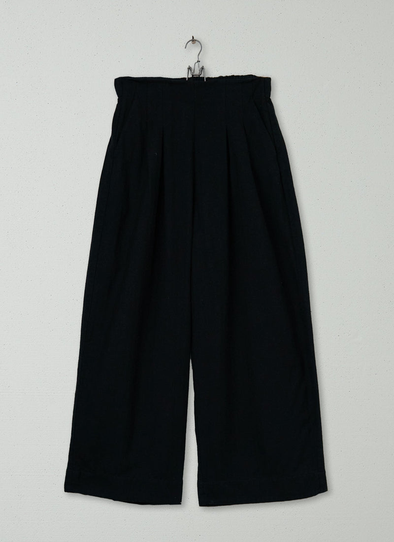 Reworn Wool Cotton Wide Leg Trousers Size 10 (1620) | Black