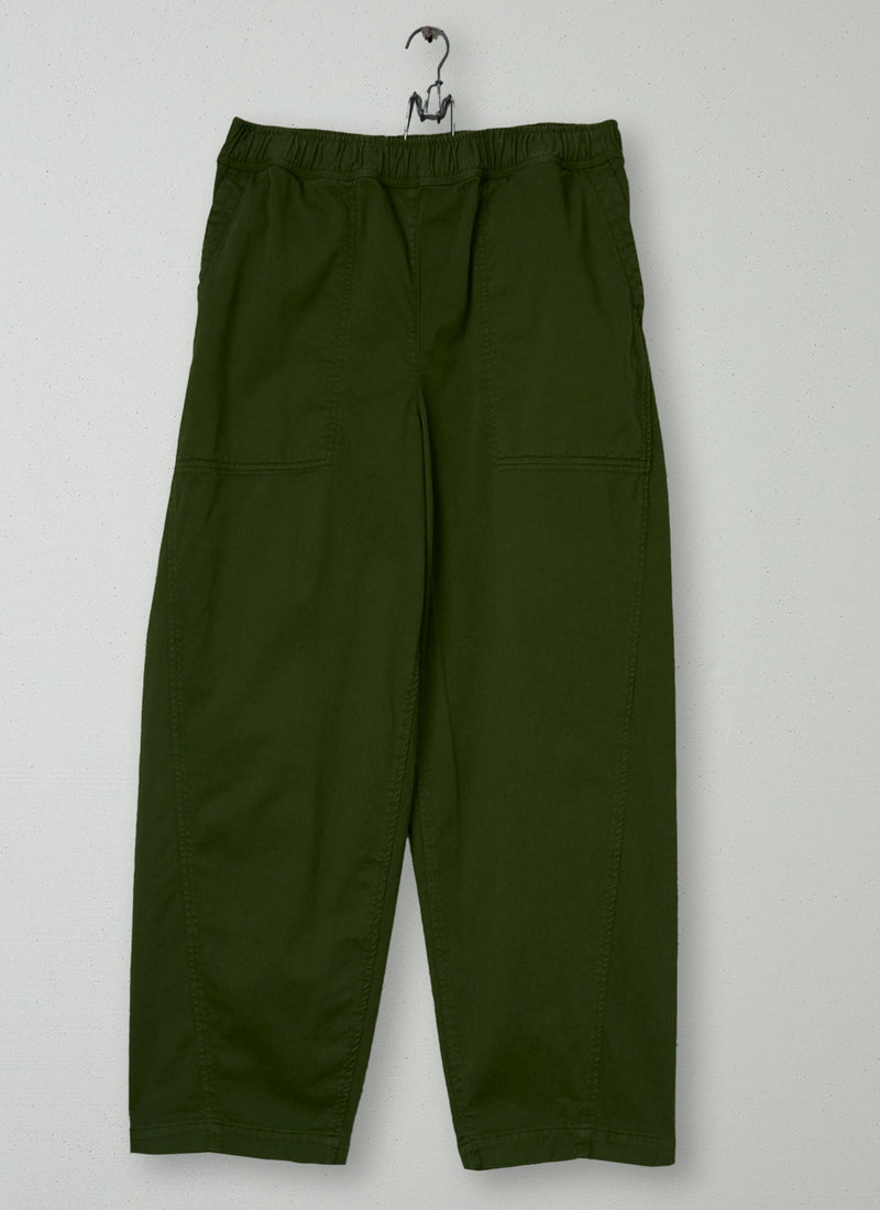 Reworn Cotton Twill Pull On Trousers Size 12 (1465) | Green