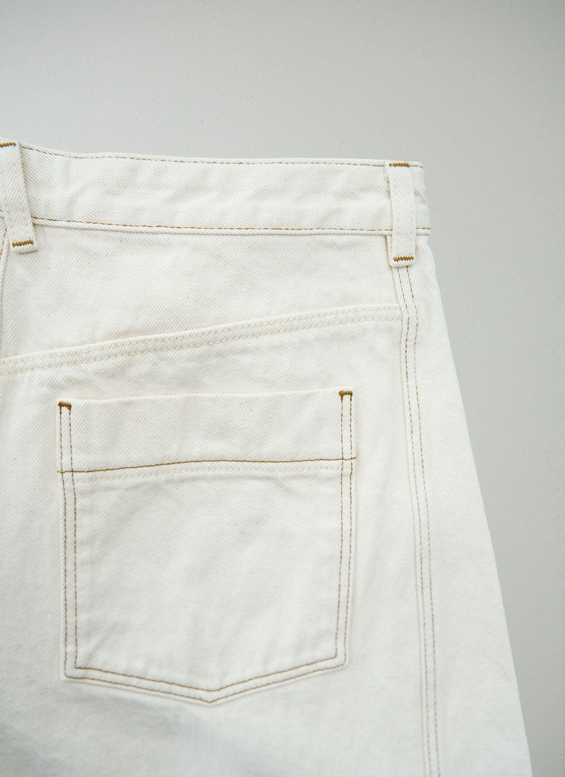 Reworn Ecru Denim Pants Size 8 (1403) | Ecru