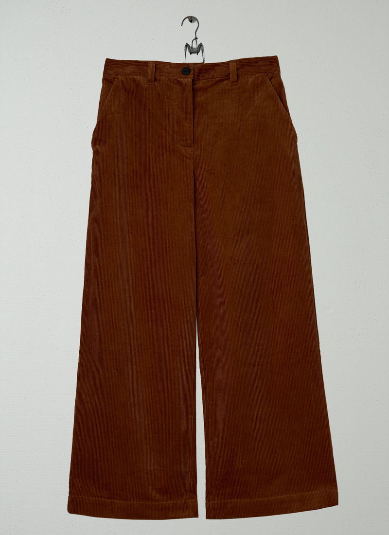 Reworn Wide Straight Cord Pants Size 10 (1429) | Burnt Sienna