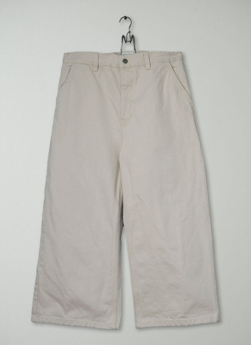 Reworn Relaxed Wode Leg Denim Trousers Size 12 (1594) | Ecru