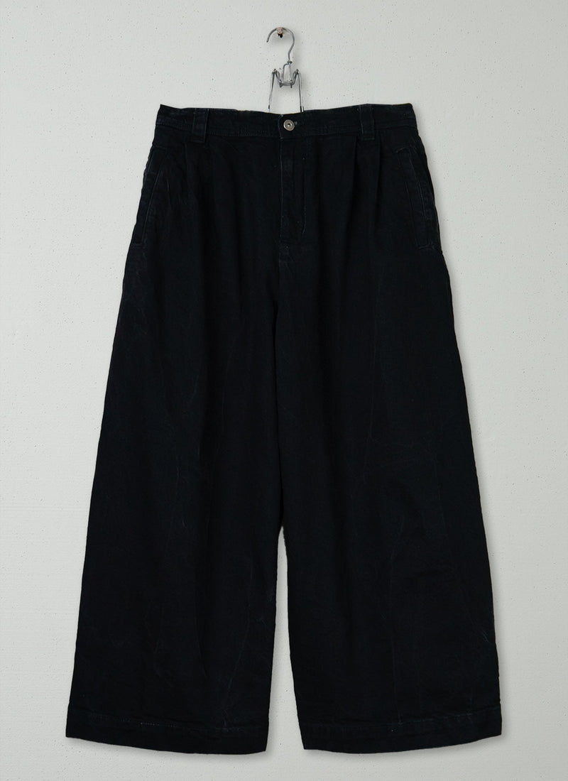 Reworn Denim Pleat Front Trousers Size 10 (1602) | Carbon Black