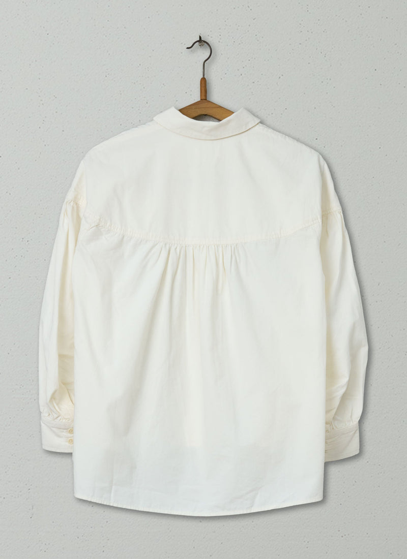 Reworn Cotton Poplin Yoke Shirt Size 8 (1226) | White