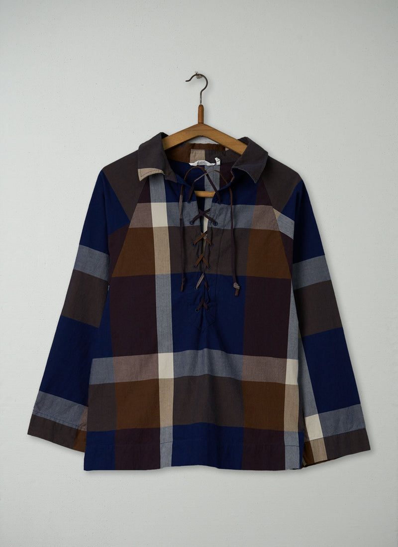 Reworn Lace Up Check Top Size S (1112) | Multi