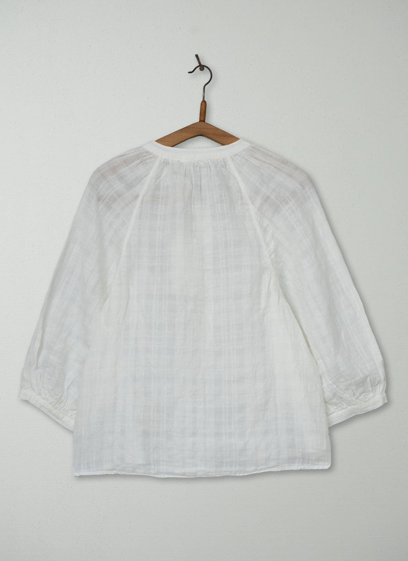 Reworn Cotton Linen Tops Size XXSXS (1159) | White