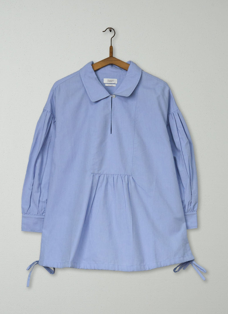 Reworn Gathered Sleeve Cotton Shirt Size XXSXS (1255) | Chambray