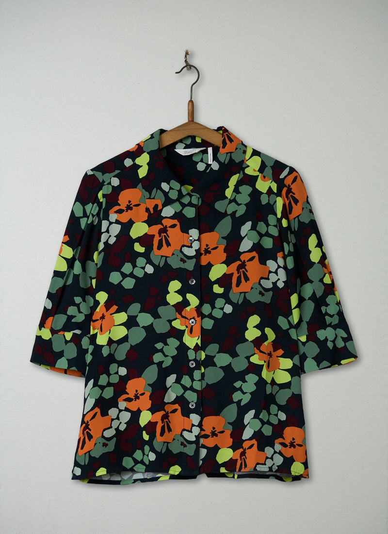 Reworn Print Crepe Shirt Size 6 (1100) | Multi