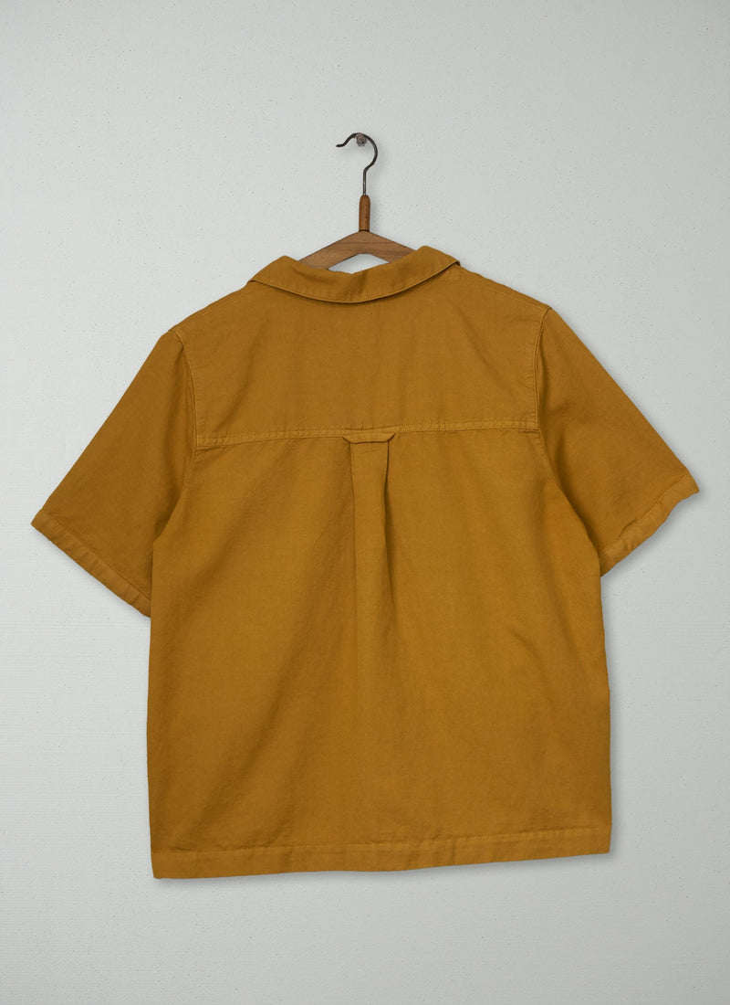 Reworn Cotton Linen Shirt Size 12 (1270) | Mustard
