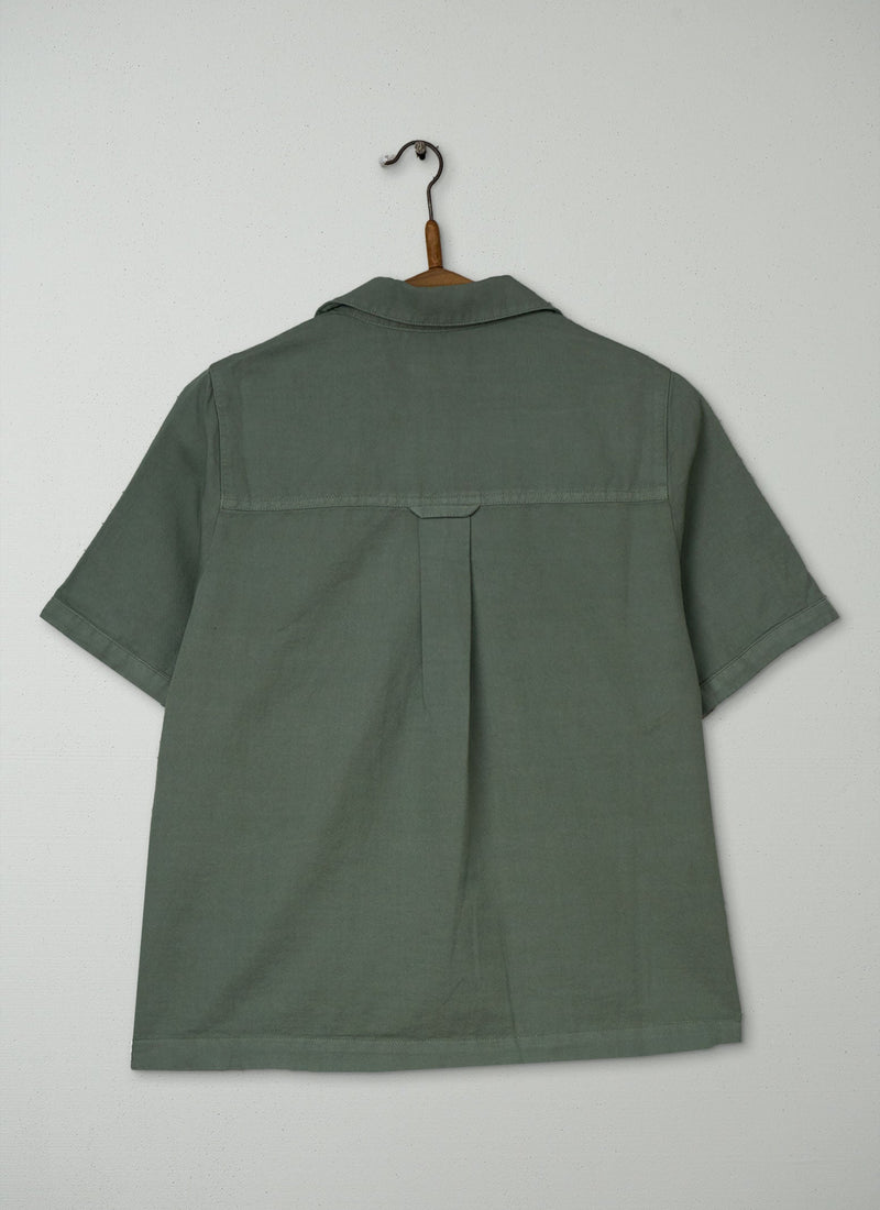 Reworn Cotton Linen Shirt Size 8 (1102) | Sage