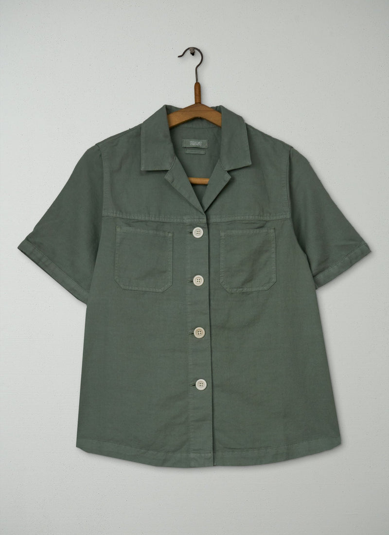 Reworn Cotton Linen Shirt Size 8 (1102) | Sage