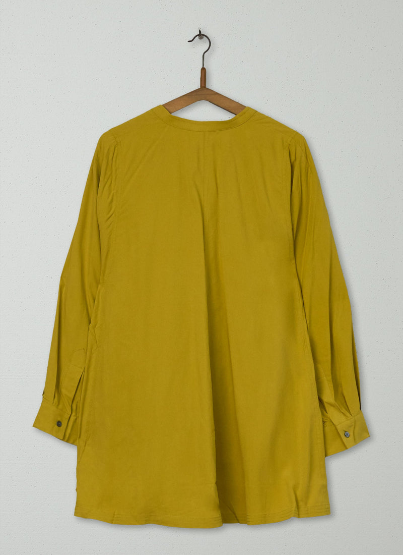 Reworn Spun Silk Shirt Size M (1119) | Golden Olive