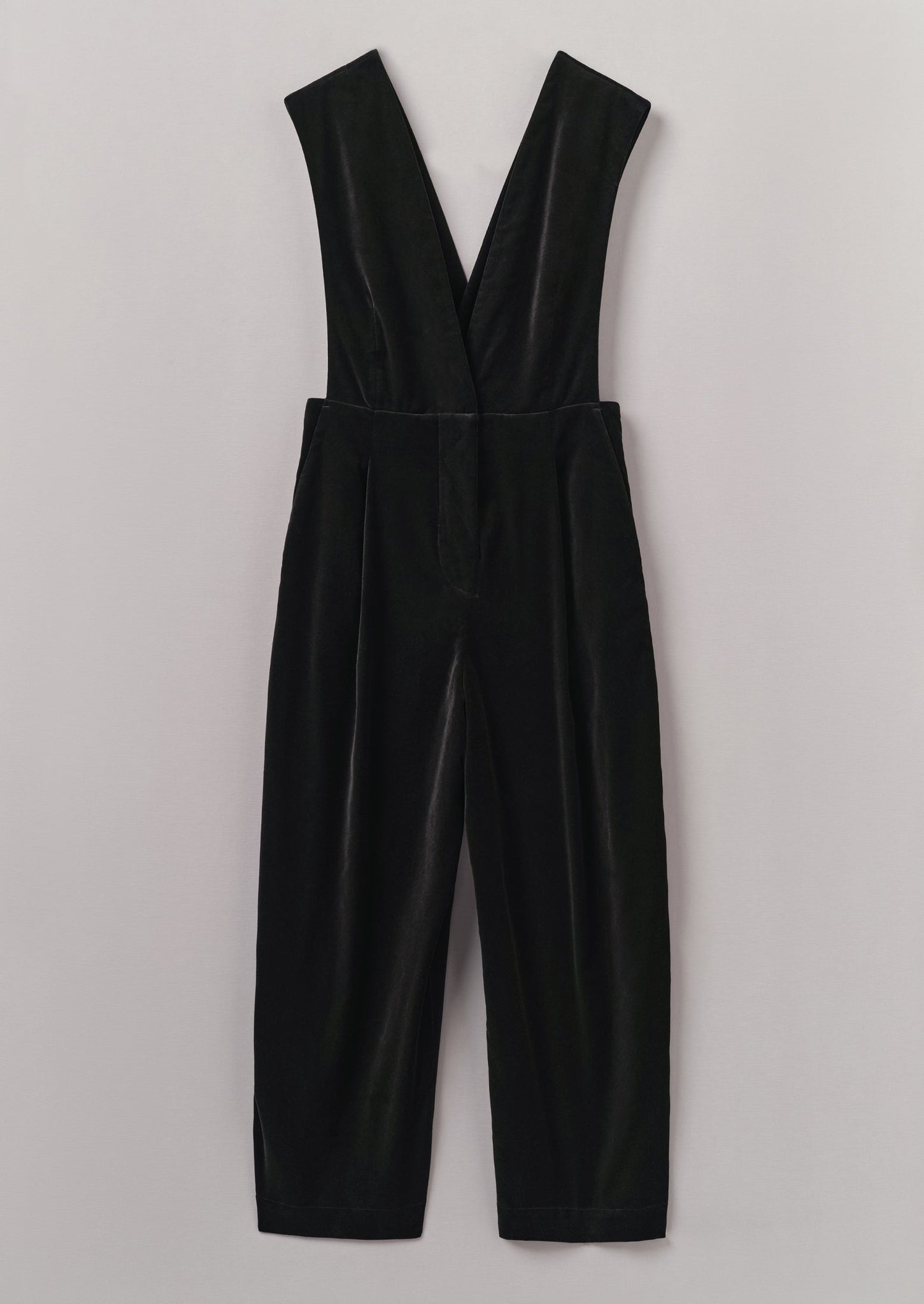 Cotton Velvet Pinafore Jumpsuit | Brown Slate