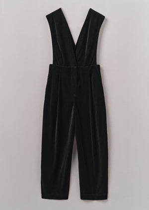 Cotton Velvet Pinafore Jumpsuit | Brown Slate