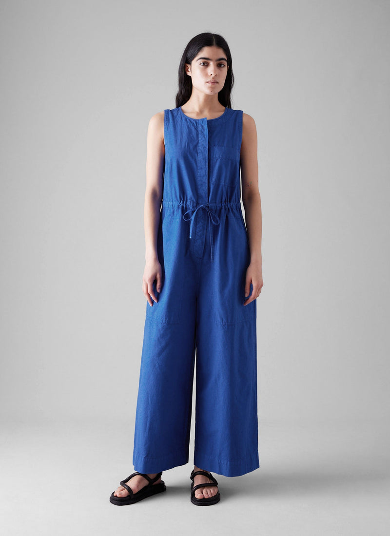 Cotton Linen Wide Leg Jumpsuit | Smalt