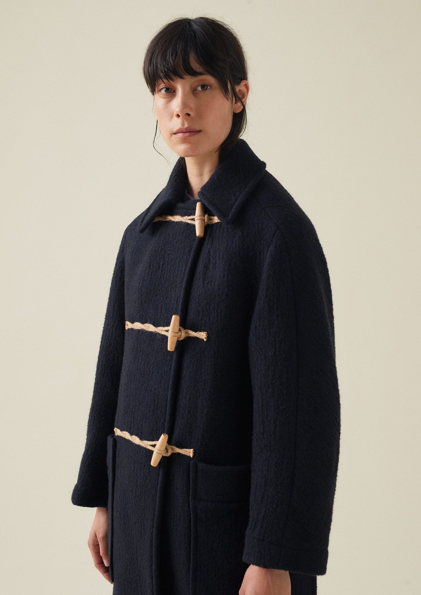 Textured Duffle Coat | Indigo