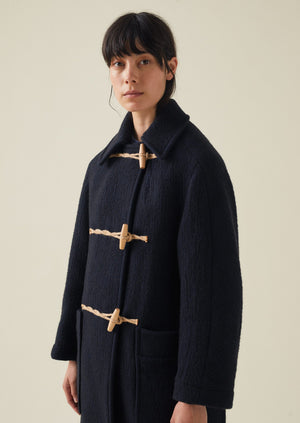 Textured Duffle Coat | Indigo