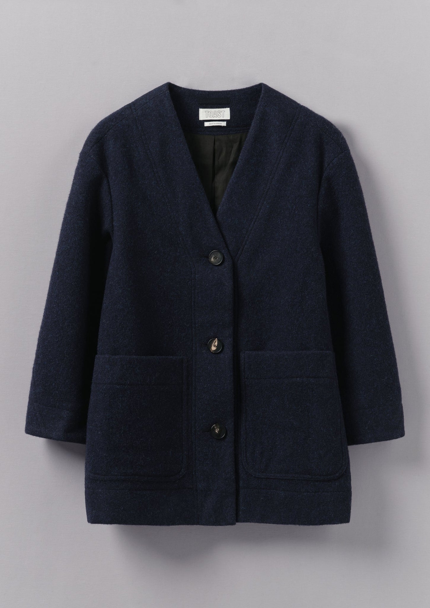 Boiled Wool Short Coat | Navy