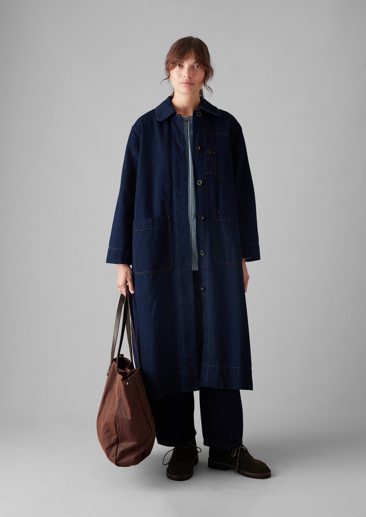 Patch Pocket Japanese Denim Coat | Indigo | TOAST