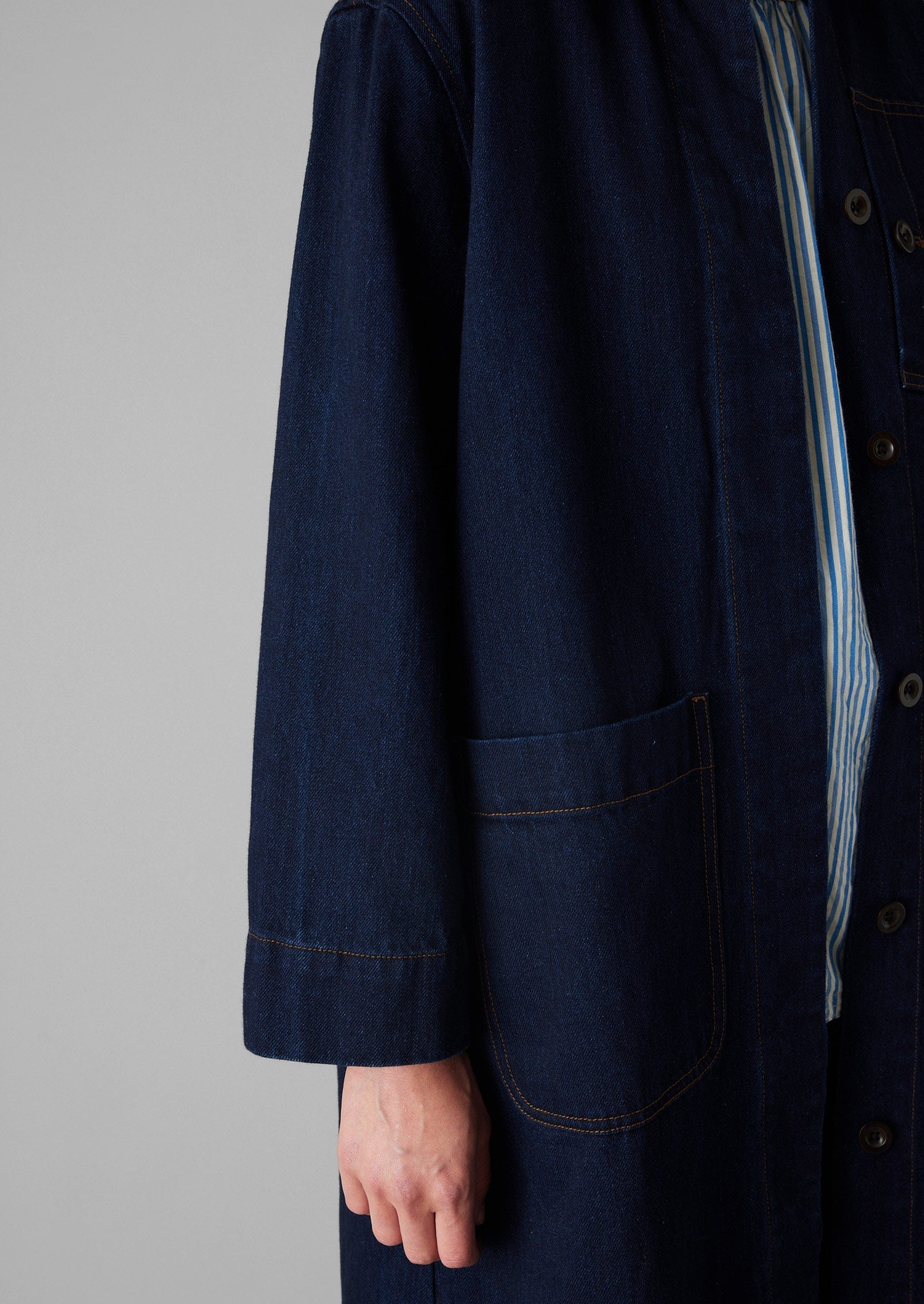 Patch Pocket Japanese Denim Coat | Indigo | TOAST