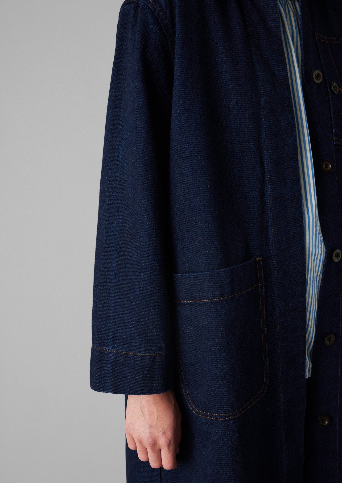 Patch Pocket Japanese Denim Coat | Indigo