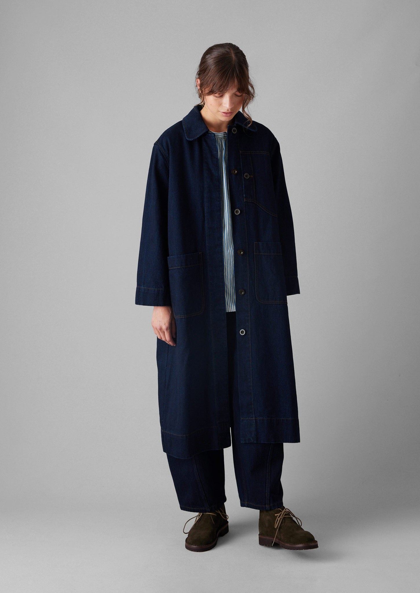 Patch Pocket Japanese Denim Coat | Indigo