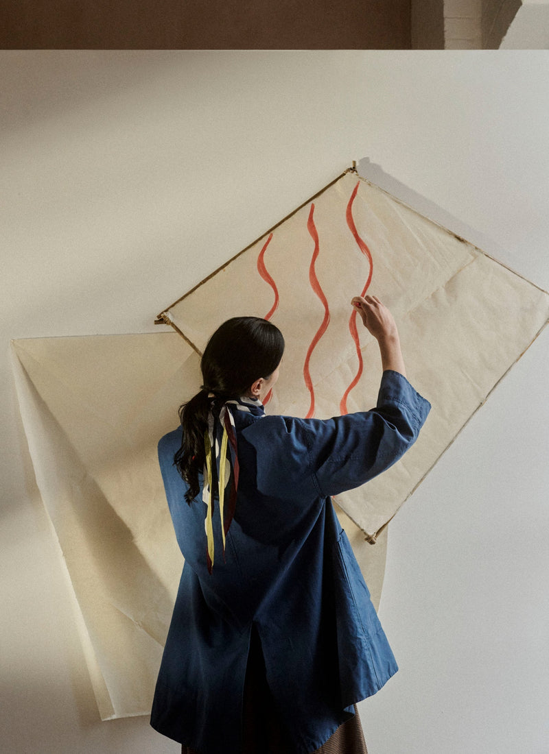 A Line Cotton Linen Canvas Coat | Dark Ash Blue