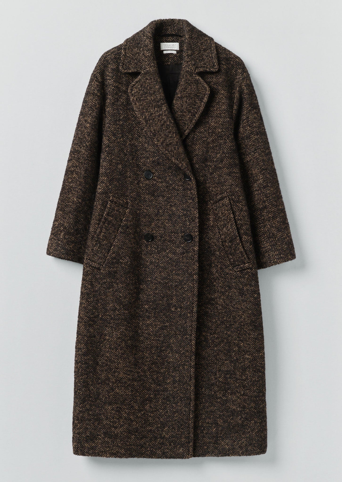 Wool Tweed Herringbone Coat | Brown/Black | TOAST